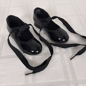 Weissman Ribbonette‎ Tap Shoes - Girls size 8.5 Black